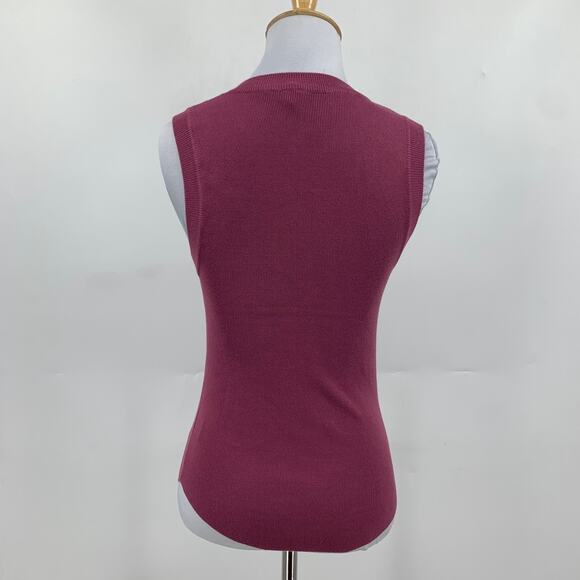 Be Cool Tank Top Women M/L Raspberry Sleeveless Ribbed Knit Crew Neck Fitted - Picture 6 of 12